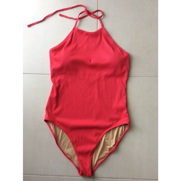 Old Navy One Piece Swimsuit Halter Ribbed Padded Swimwear - Picture 1 of 8